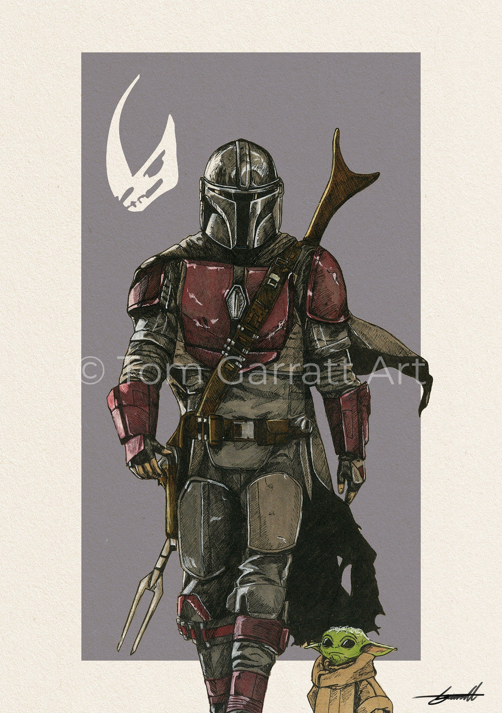 MANDALORIAN & GROGU - Pen Art Print