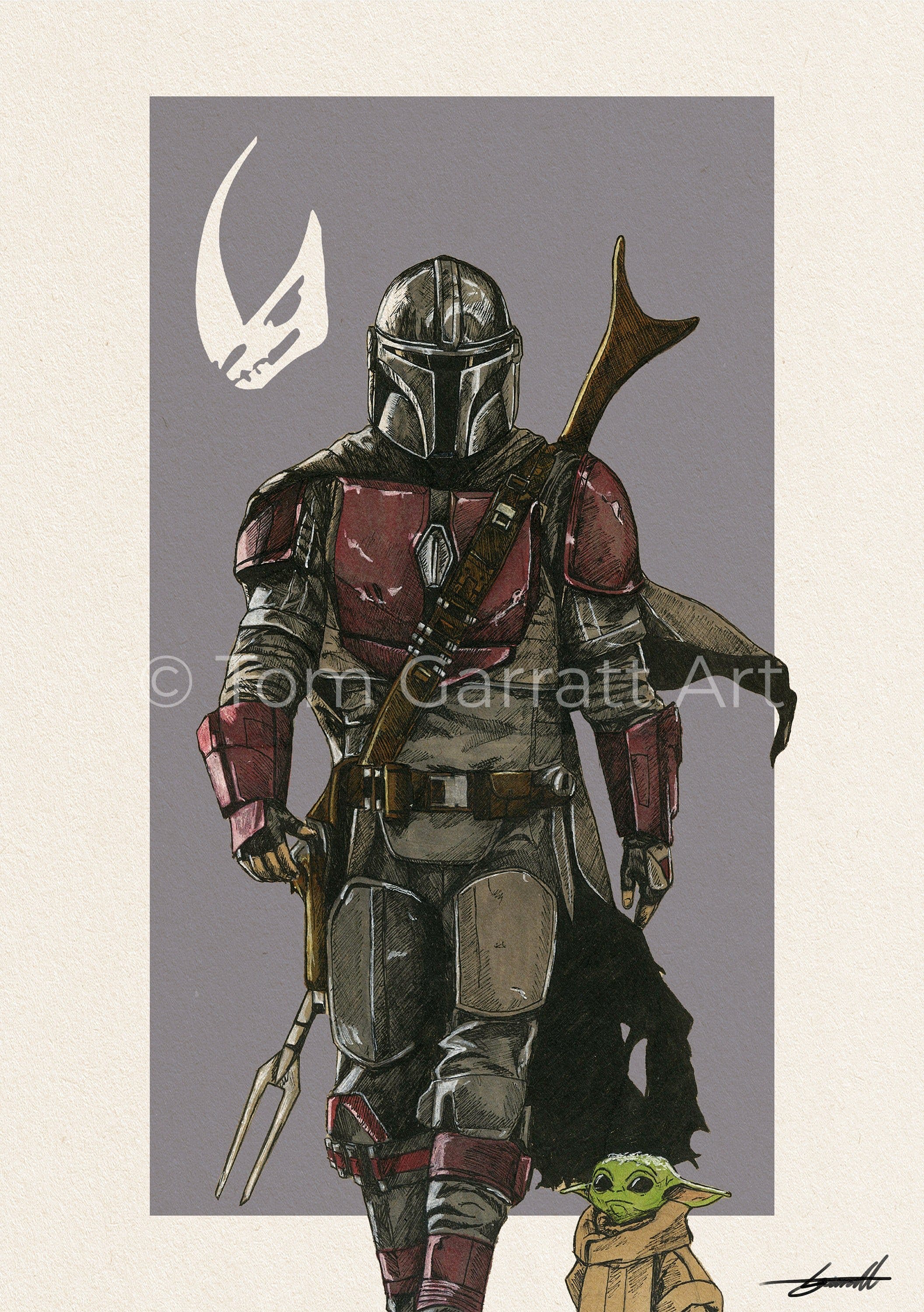 MANDALORIAN & GROGU - Pen Art Print