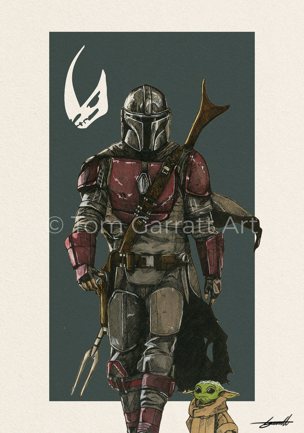 MANDALORIAN & GROGU - Pen Art Print