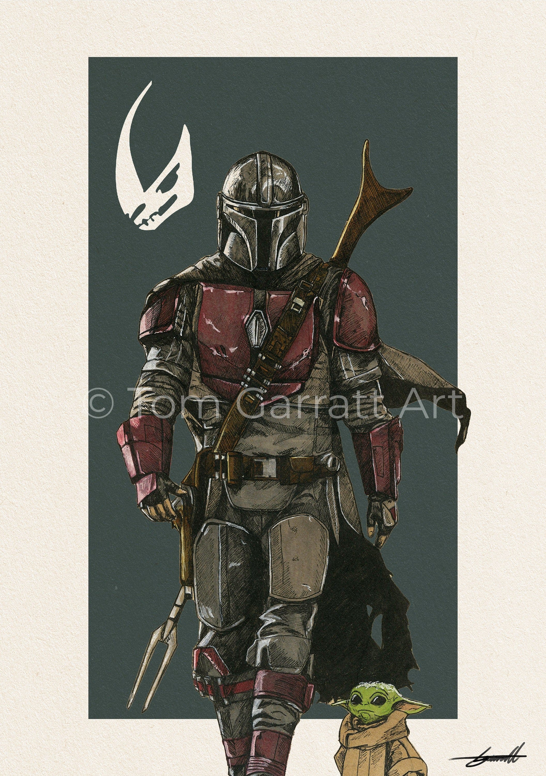 MANDALORIAN & GROGU - Pen Art Print
