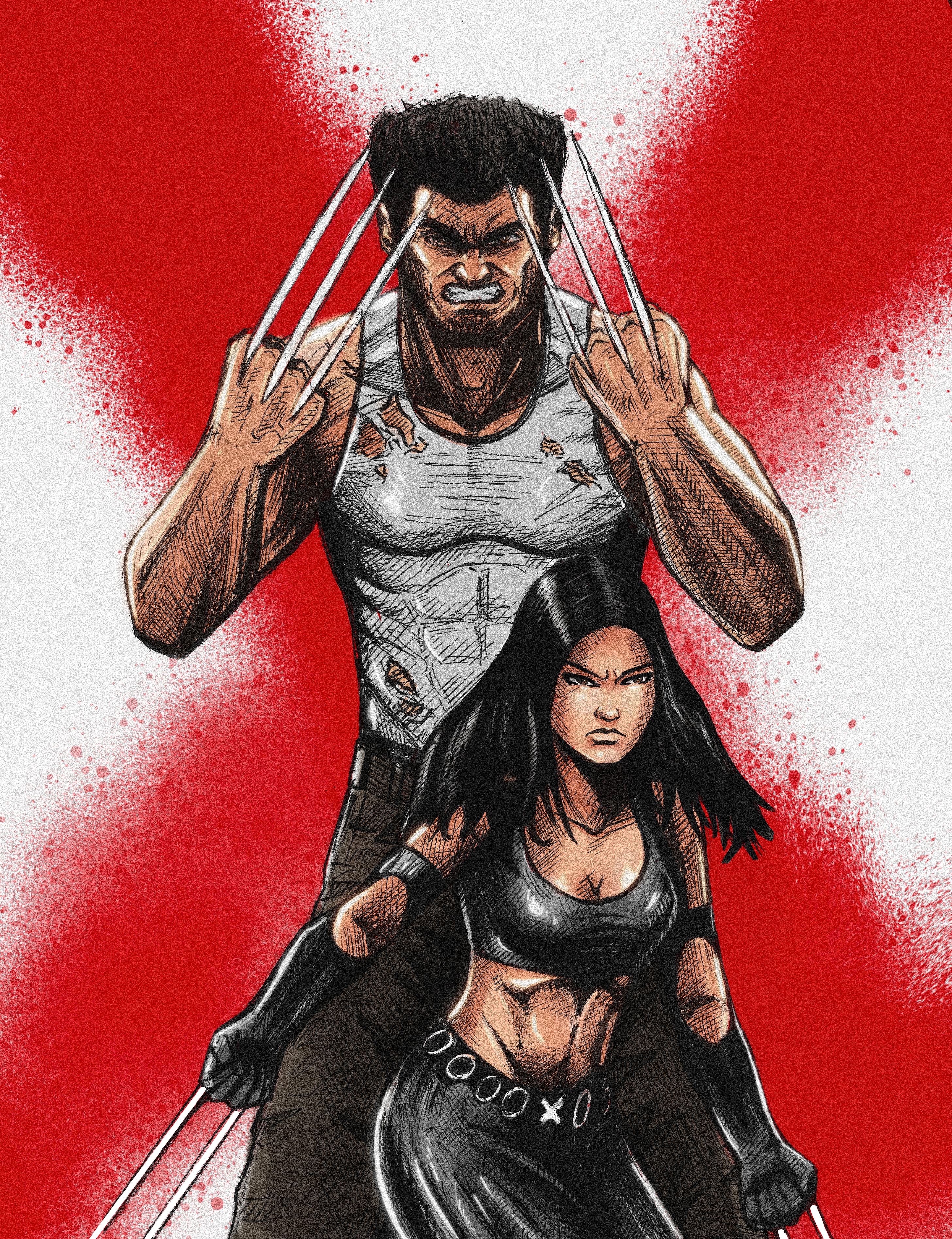 WOLVERINE AND X-23 - Pen Art Print