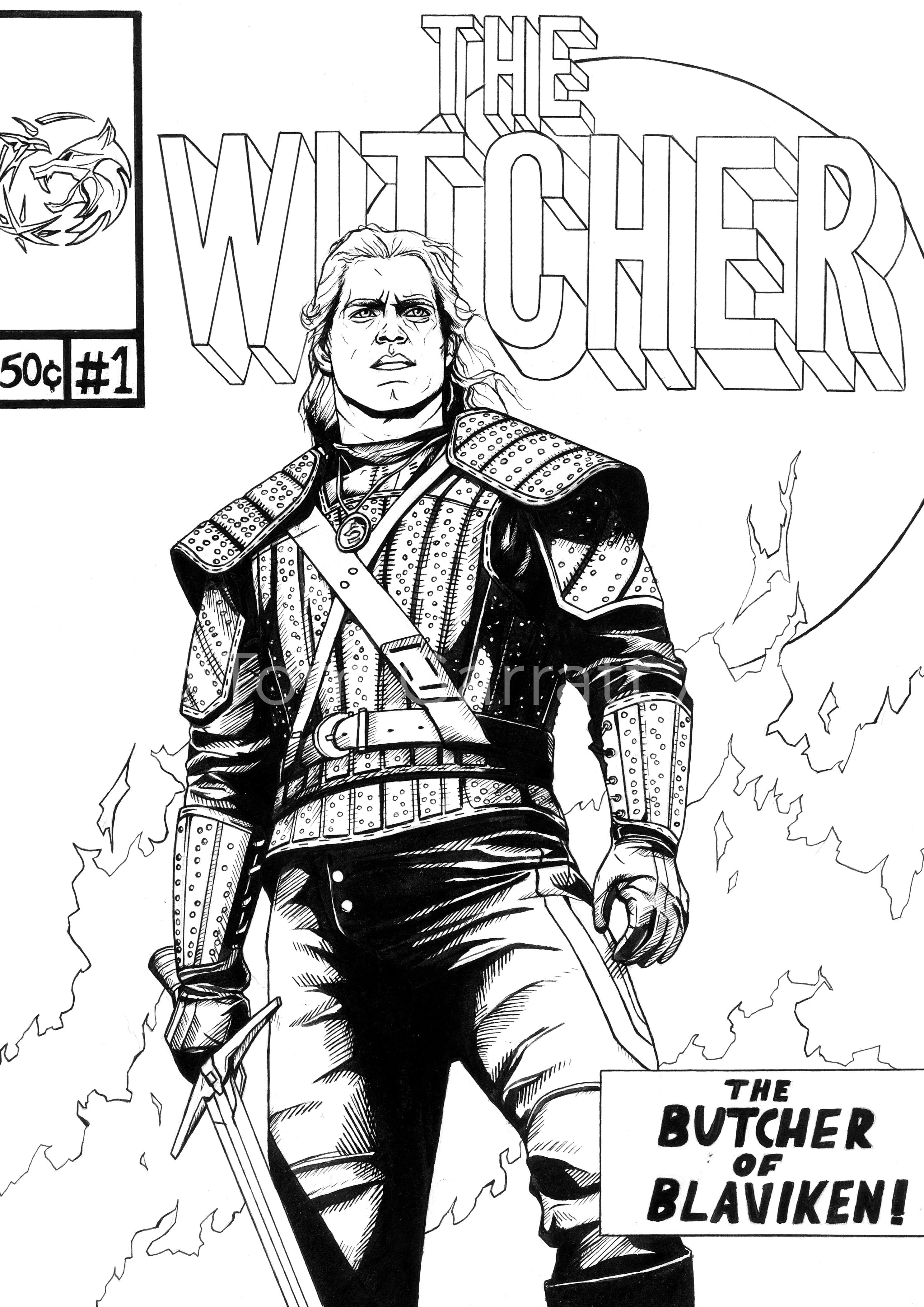 THE WITCHER COMIC - Pen Art Print