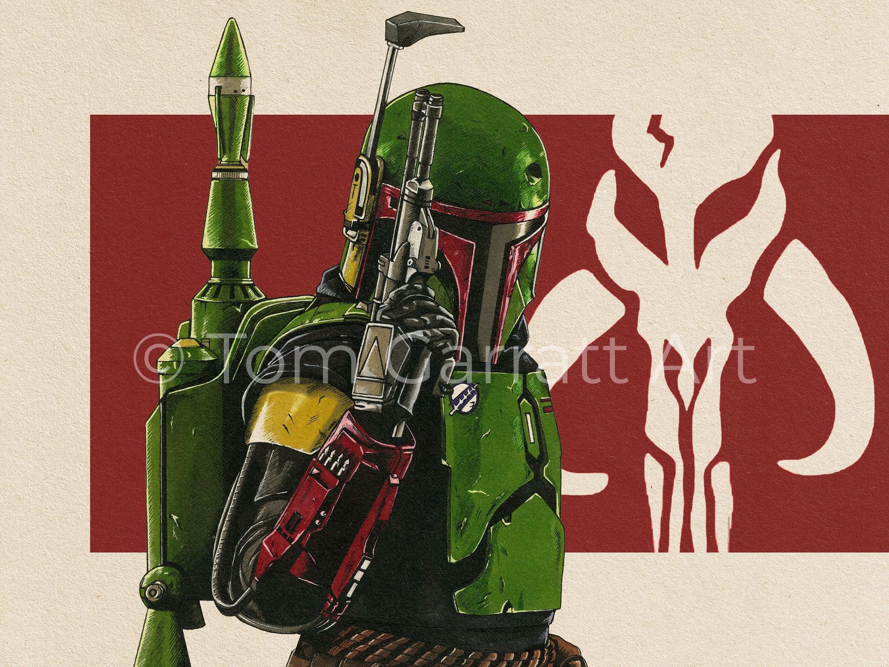 BOBA FETT - Pen Art Print