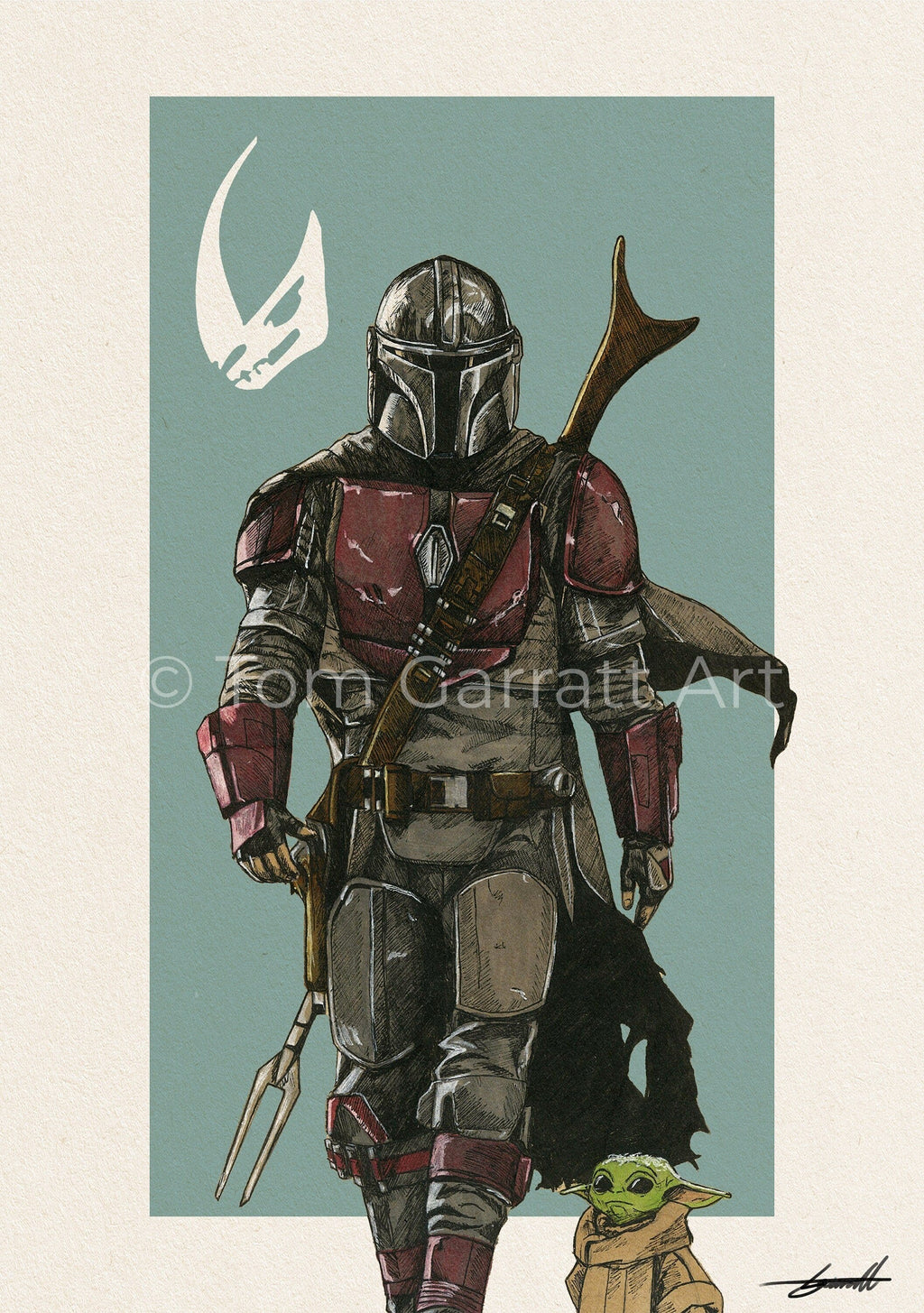 MANDALORIAN & GROGU - Pen Art Print
